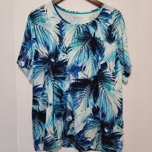 CROFT & BARROW COMFORT COLLECTION TOP- PLUS SIZE 3X-PRINTED PULLOVER CREW NECK